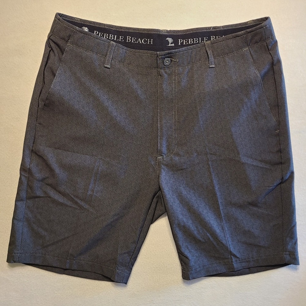 Pebble Beach Mens Golf Shorts Stretch Flat Front Dry-Luxe Performance Black 36